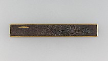 Knife Handle (Kozuka), Iron, gold, copper-silver alloy (shibuichi), Japanese