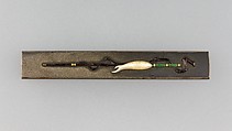 Knife Handle (Kozuka), Copper-silver alloy (shibuichi), mother-of-pearl, gold, lacquer (urushi), silver, jade, copper, Japanese