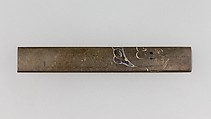 Knife Handle (Kozuka), Inscribed by Kanō Natsuo (Japanese, 1828–1898), Copper-silver alloy (shibuichi), silver, copper-gold alloy (shakudō), Japanese