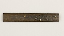 Knife Handle (Kozuka), Copper-silver alloy (shibuichi), gold, Japanese