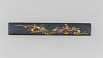 藻に白魚図小柄 Knife Handle (<i>Kozuka</i>), 嵐山常行画 Ranzan Tsuneyuki (Japanese, active mid-19th century), Copper-gold alloy (<i>shakudō</i>), silver, gold, copper, Japanese