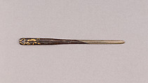 Split Hair Dressing Tool (Kogai), Iron, silver, gold, copper, Japanese