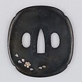 Sword Guard (Tsuba), Copper-gold alloy (shakudō), silver, copper, Japanese