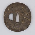 Sword Guard (Tsuba), Copper-silver alloy (shibuichi), gold, silver, copper, Japanese