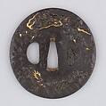 Sword Guard (Tsuba), Iron, gold, copper-silver alloy (shibuichi), copper, Japanese