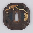 Sword Guard (Tsuba), Iron, copper-gold alloy (shakudō), gold, bronze, copper, Japanese