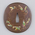 Sword Guard (Tsuba), Iron, enameled cloisonné (shippō), gold, copper, Japanese