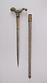 Crutch Dagger (Zafar Takieh, "Cushion of Victory") with Sheath, Steel, silver, gold, jade, ruby, turquoise, emerald, Indian, Mughal