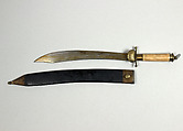 Hunting Knife with Sheath, Steel, bone, wood, Javanese