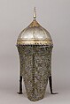 Helmet, Steel, gold, brass, Indian; bowl, probably Turkish