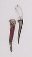Dagger (Pesh-kabz) with Sheath, Steel, silver, rock crystal, velvet, wood, gold, Indian