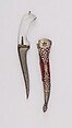 Dagger (Pesh-kabz) with Sheath, Steel, silver, rock crystal, velvet, wood, gold, Indian