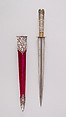 Dagger with Sheath, Steel, silver, rock crystal, velvet, wood, gold, Indian