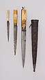 Three Knives with Sheath, Steel, ivory (elephant), silver, velvet, wood, Indian