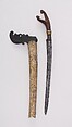 Knife (Bade-bade) with Sheath, Wood, brass, gold, metal, horn, Minangkabau