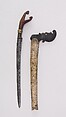 Knife (Bade-bade) with Sheath, Wood, brass, gold, metal, horn, Minangkabau