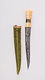 Dagger with Sheath, Steel, ivory (walrus), gold, velvet, wood, copper, gold, Indian
