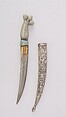 Knife with Sheath, Steel, jade, silver, emerald, ruby, gold, Hilt, Indian, Mughal; blade, Turkish