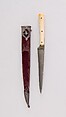 Pair of Knives with Sheath, Steel, silver, ivory, velvet, wood, Indian