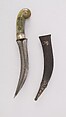 Dagger (Jambiya) with Sheath, Steel, silver, jade, diamond, gold, leather, Indian