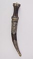 Dagger (Jambiya) with Sheath, Steel, brass, silver, leather, Syrian