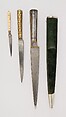 Three Knives with Sheath, Steel, bone, gold, velvet, wood, silver, Indian