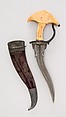 Dagger (Khanjarli) with Sheath, Steel, ivory (elephant), velvet, silver, wood, Indian