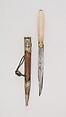 Knife with Sheath, Steel, agate, silver, leather, silk, Turkish