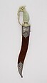 Dagger (Jambiya) with Sheath, Steel, jade, silver, velvet, wood, Indian