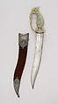 Dagger (Jambiya) with Sheath, Steel, jade, silver, velvet, wood, Indian