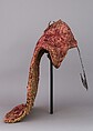 Helmet, Iron alloy, textile (velvet), silver, South Indian