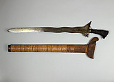 Kris with Sheath, Steel, wood, horn, cane, cord, Philippine, Mindanao