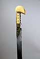 Sword (Yatagan) with Scabbard, Steel, ivory, copper, gold, coral, emeralds, Turkish