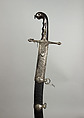 Sword (Kilij) with Scabbard, Steel, horn, silver, Turkish