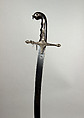 Sword (Kilij) with Scabbard, Steel, horn, silver, Turkish