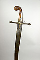 Sword (Kilij) with Scabbard, Steel, horn, brass, Turkish
