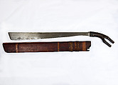 Sword (Klewang) with Scabbard, Wood, rattan, silver, Indonesian, Sulawesi