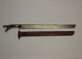 Sword with Scabbard, Wood, horn, gold, Acheen