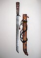 Sword with Scabbard, Steel, wire, wood, brass, cord, lacquer, silver, Taiwanese