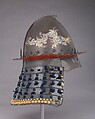 Helmet, Iron, lacquer, textile, silver, gold, Japanese