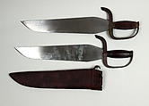 Double Sword with Scabbard, Steel, wood, brass, leather, Chinese