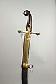 Sword (Kilij) with Scabbard, Steel, horn, brass, leather, Turkish