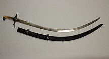 Sword (Shamshir) with Scabbard, Steel, gold, leather, Persian