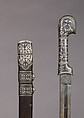 Sword with Scabbard, Steel, leather, silver, Caucasian