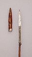 Spear with Detachable Knife Head, Steel, wood (pepper reed), silver, velvet, Indian