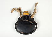 Powder Flask with Ivory Top and Bone Measure Attached, Lacquer, ivory, wood, bone, leather, Chinese