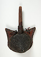 Powder Flask, Wood, leather, brass, Moroccan