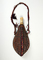 Powder Flask with Cord, Leather, brass, textile, horn, Moroccan