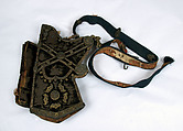 Bow Case and Quiver with Belt, Brass, leather, cloth, velvet, Chinese