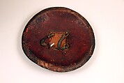 Shield (Dhàl), Leather, iron, lacquer, textile (velvet), Indian